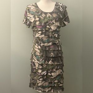 Cubism Ruffled Tiered Multicolored Dress
